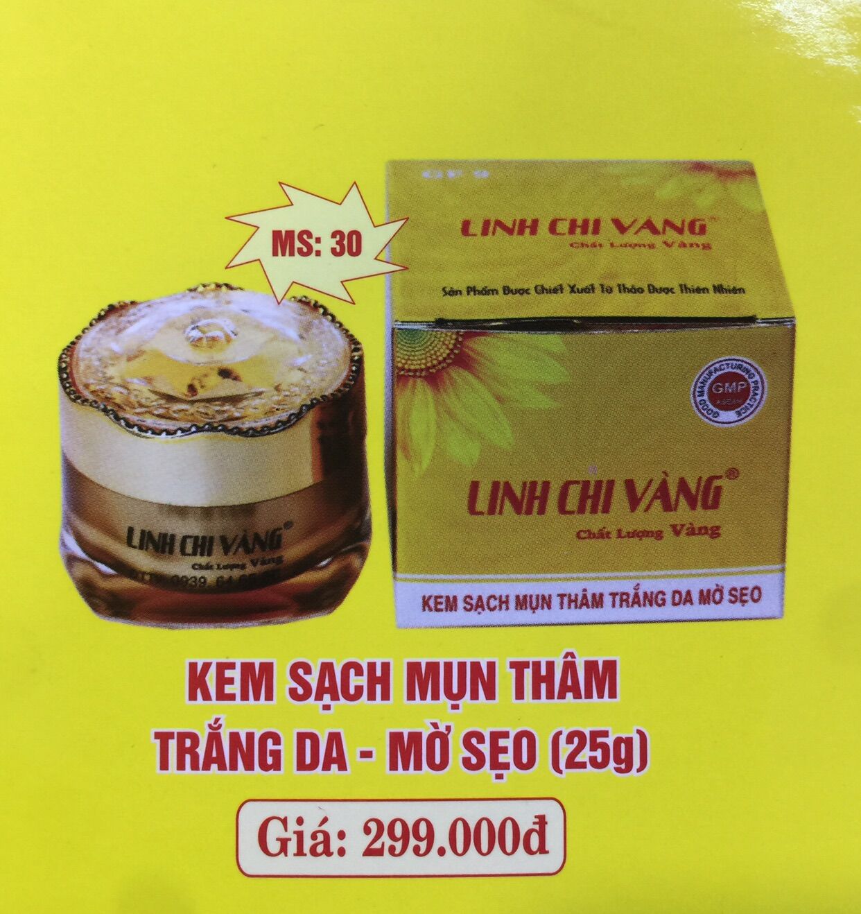 Kem mụn thâm linh chi vàng 25g