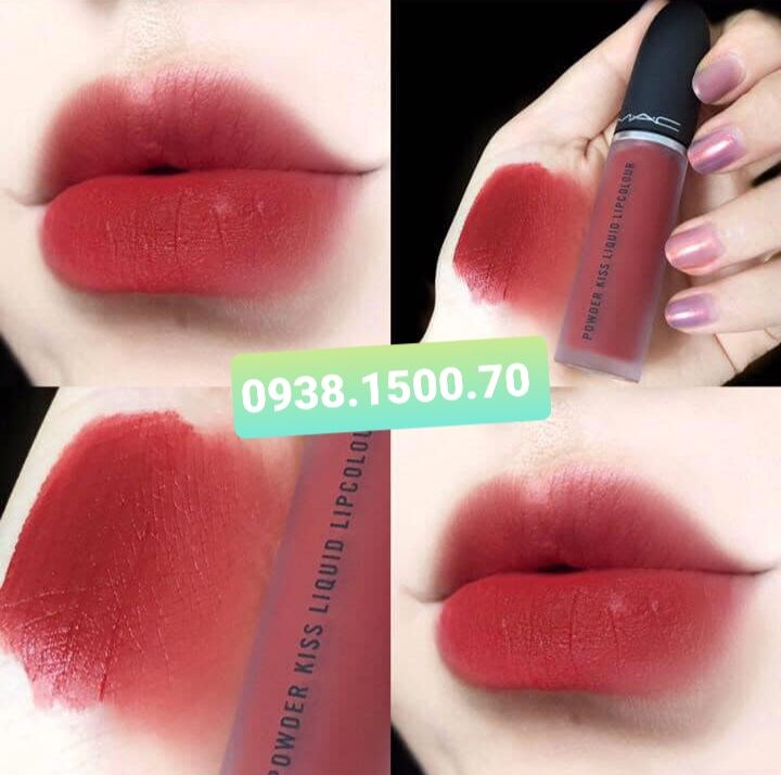 SON KEM LÌ MAC Powder Kiss Liquid LipColour 991 Devoted To Chili ✌ĐỎ GẠCH