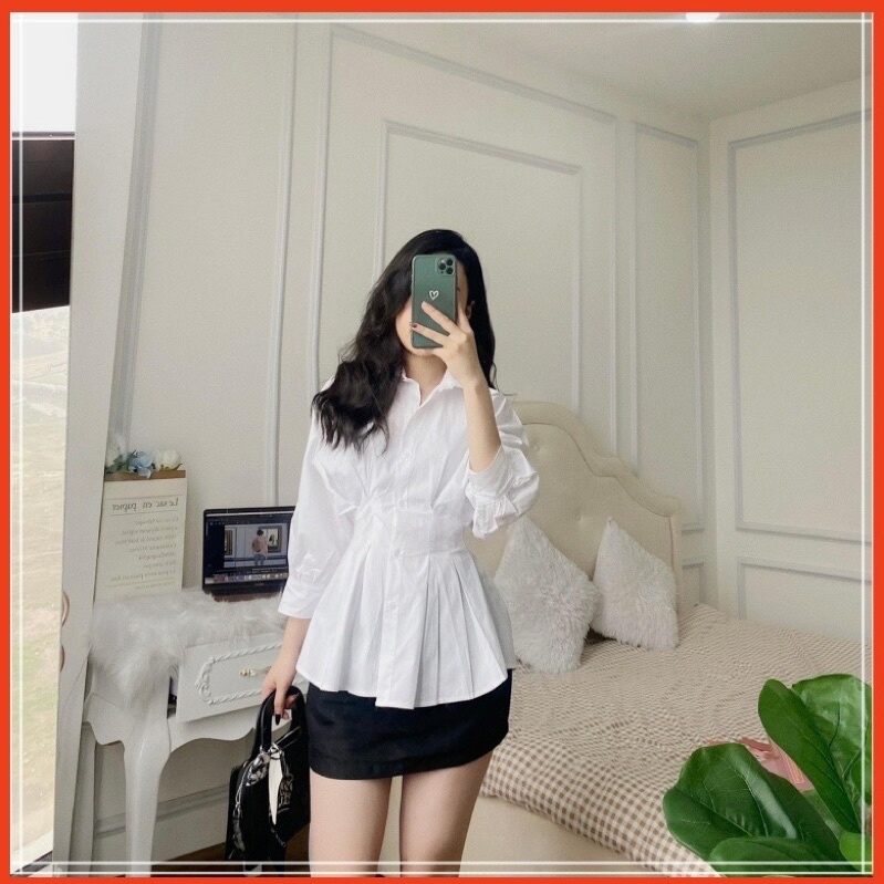 ÁO SƠ MI NHÚN SAU EO XINH ĐẸP SMCL33
