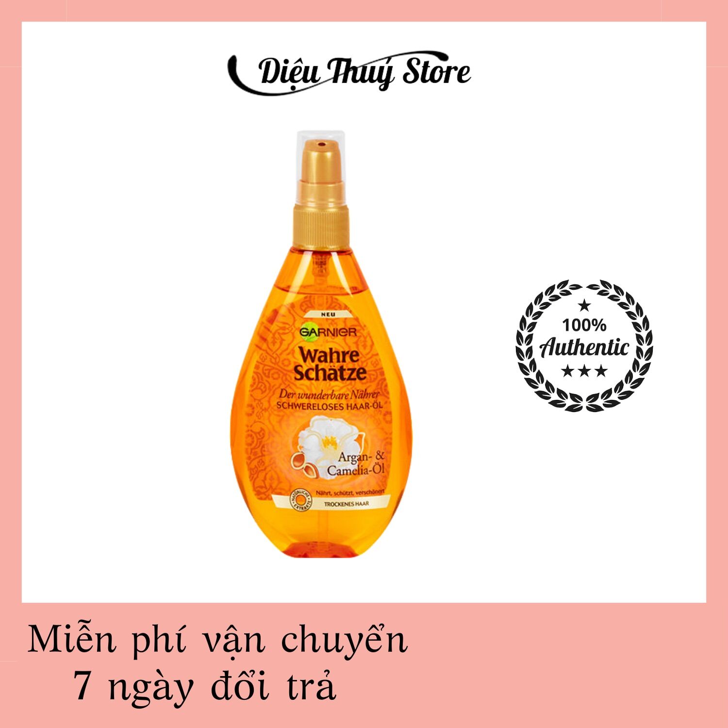 Tinh dầu dưỡng tóc garnier wahre schatze argan- & camelia-oil cho tóc khô và hư tổn 150ml