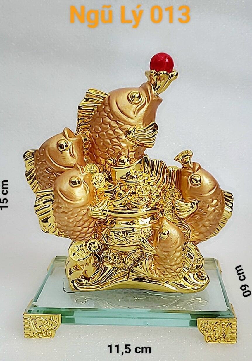 Tượng cá chép xi vàng vượt vũ môn hóa rồng ngũ lý chầu ngọc