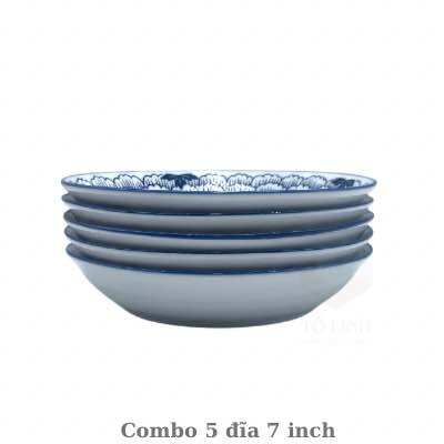 Combo 5 đĩa gốm sứ hoa văn cao cấp 15.5cm và 18cm, dĩa gốm sứ cáo cấp hoạ tiết hoa Cute