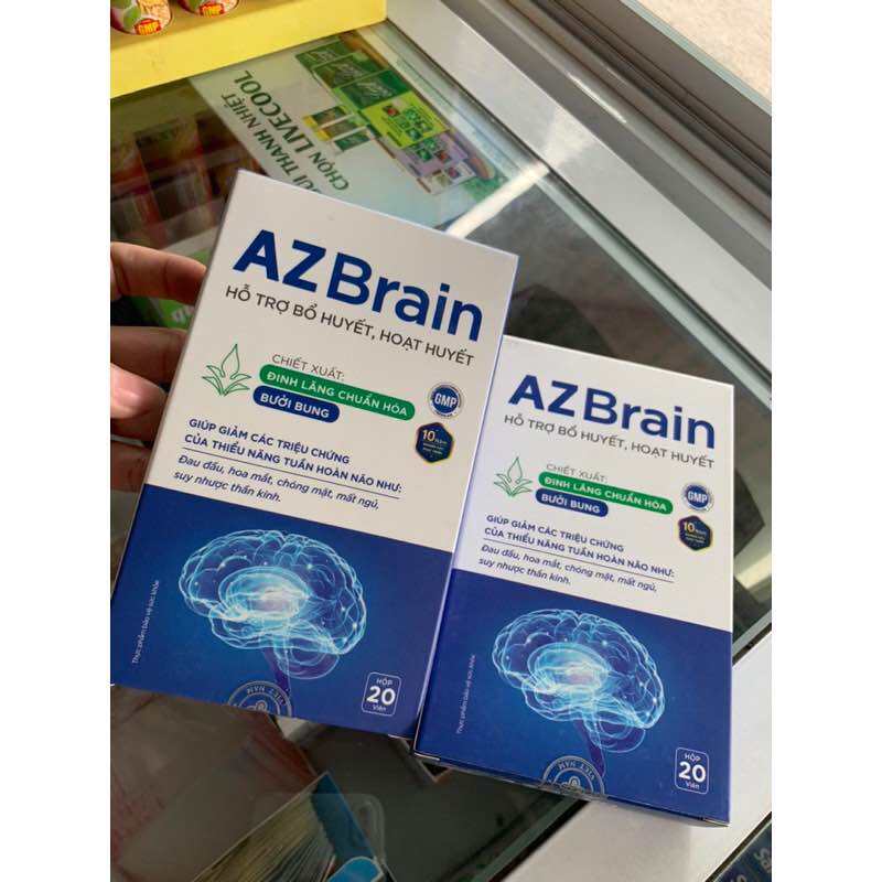 Hoạt huyết dưỡng não AZBrain - Grow Green Az Giảm Đau Đầu, Mất Ngủ, Suy Nhược Thần Kinh, Tăng Tuần Hoàn Máu Não Hộp 20v