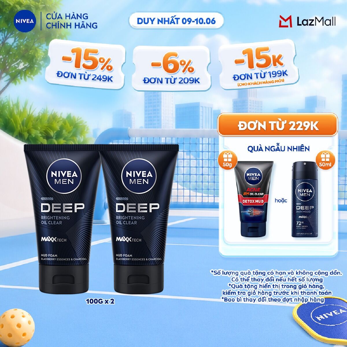 Bộ 2 Sữa Rửa Mặt NIVEA MEN Deep Than Đen Hoạt Tính Sạch Nhờn Sáng Da (100 g) - 84415x2