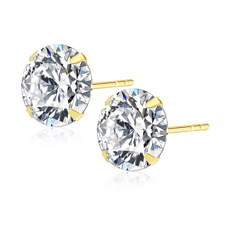 Hoa Tai Vàng 14K 10K Thịnh Hành Hàn Quốc Trang Sức Đeo Tai Ngọt Ngào Hoa Tai Đinh Xương Tai Đá Zircon Sáng Lấp Lánh Ngôi Sao Nam Nữ Một Chiếc