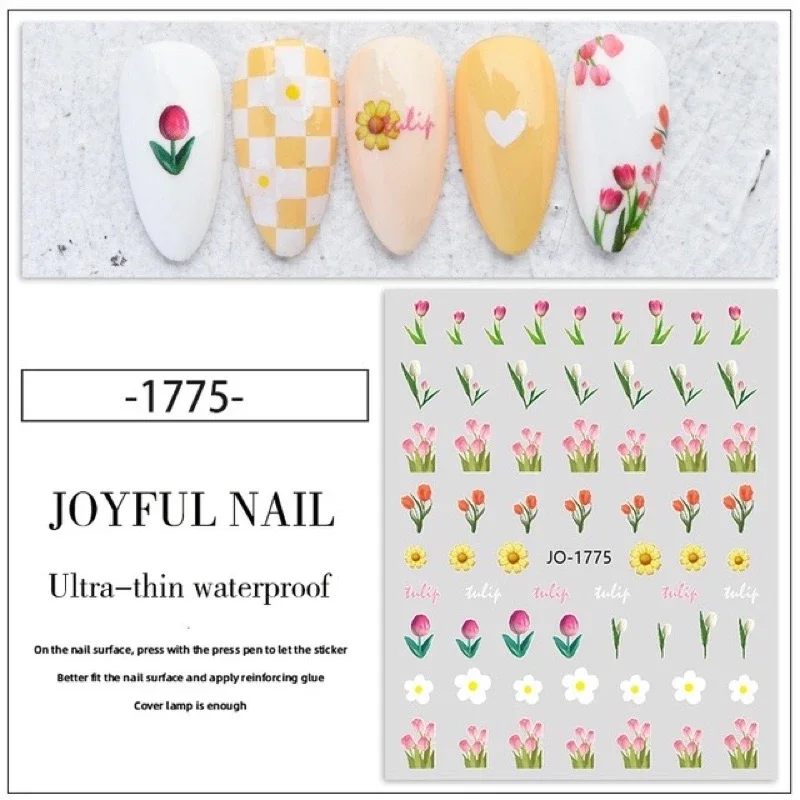 Sticker dán móng trang trí nail mẫu hoa Tulip