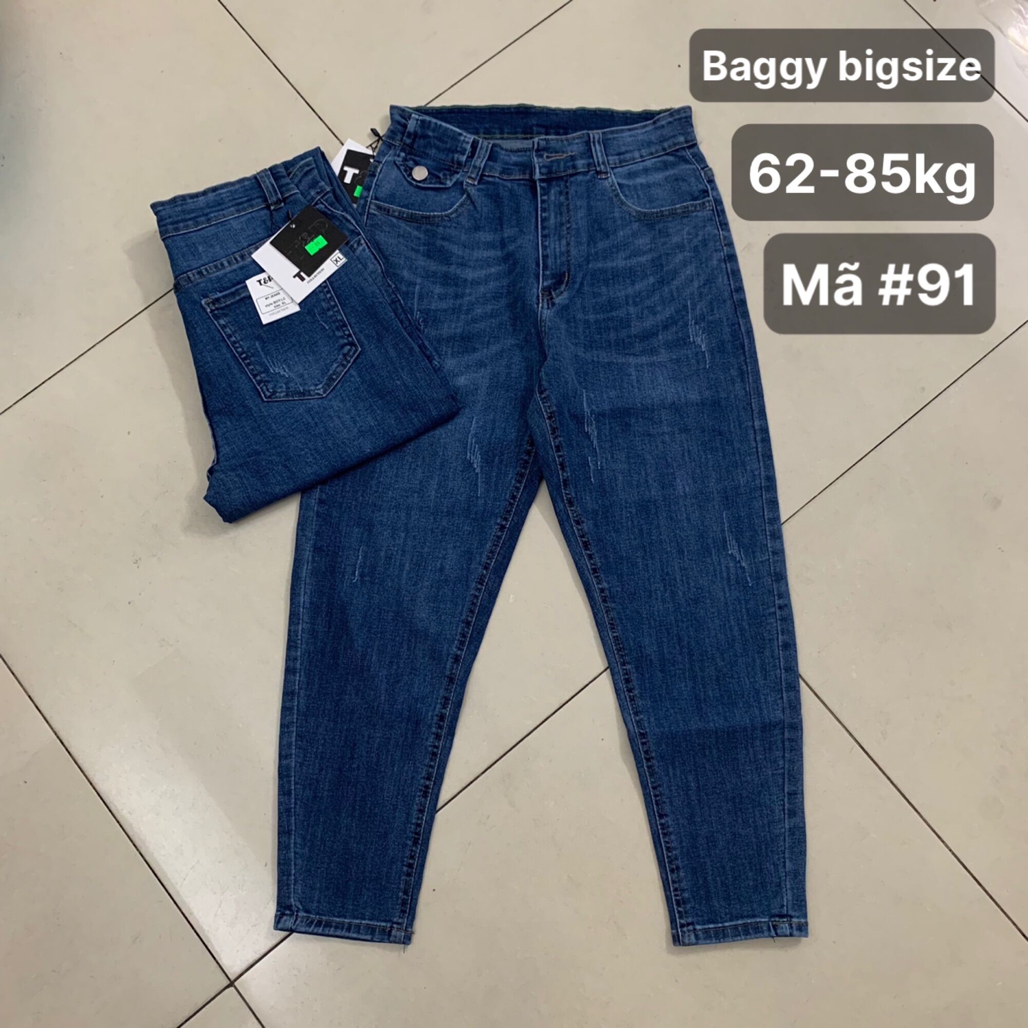 Quần jean baggy bigsize co dãn 60-85kg