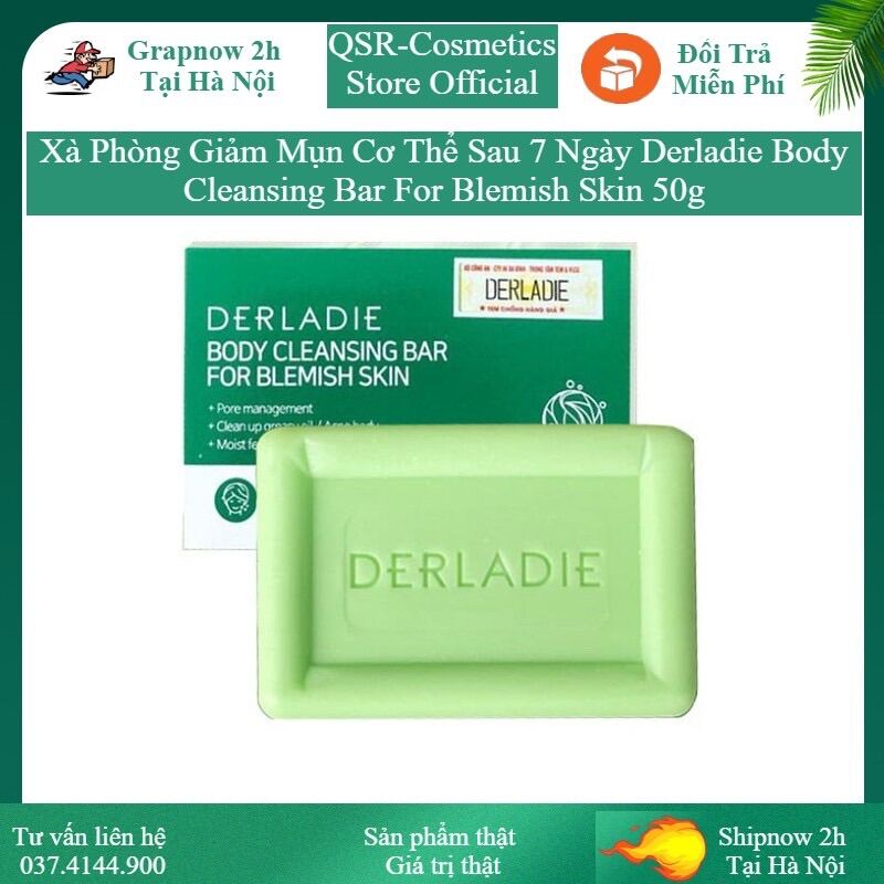 Xà Phòng Tắm Derladie /Xà Bông Cục Giảm Mụn Lưng Cơ Thể Derladie Body Cleansing Bar Blemish Skin 50Gr