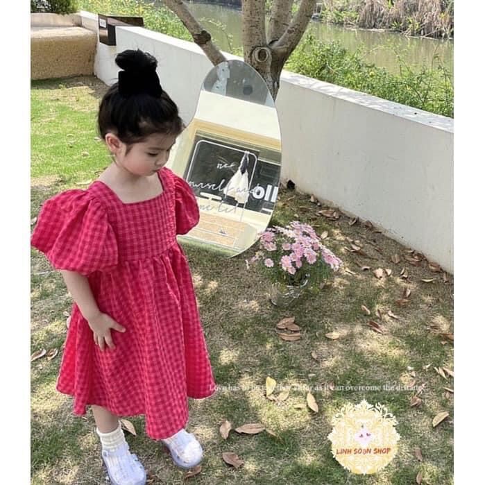 Váy bé gái -váy hồng đậm 2 nơ lưng