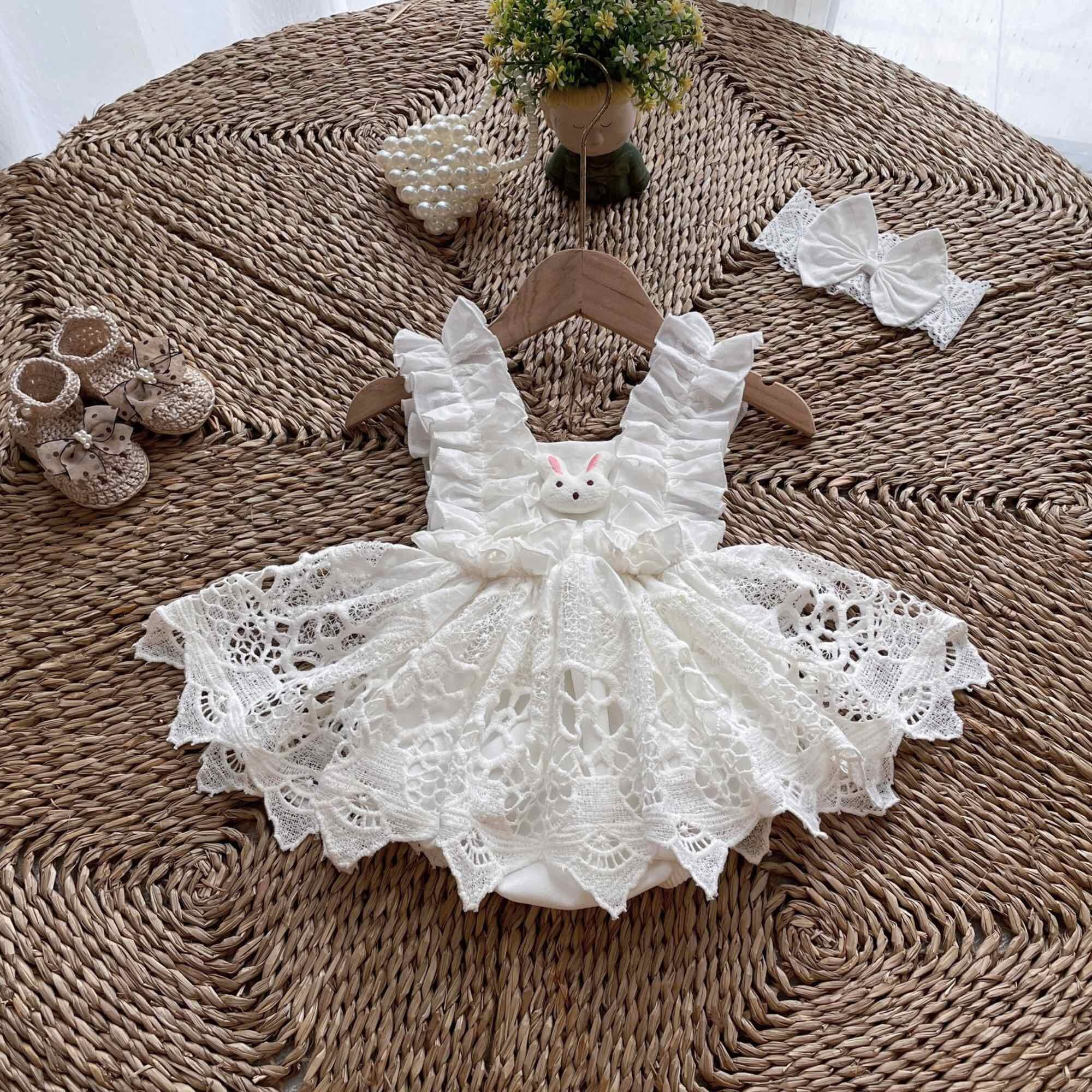 (3-12kg) Body Váy Thỏ Trắng NHÍM XÙ KIDS Cho Bé Gái Sơ Sinh, Đầy Tháng, Thôi Nôi, Sinh Nhật B108