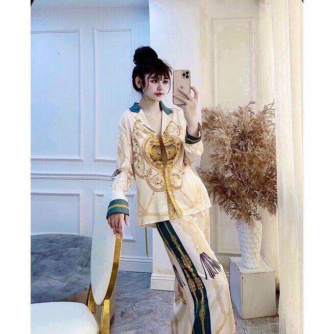 Đồ bộ mặc nhà , Pyjama Lụa Thiết Kế QC Mẫu Siêu Hot