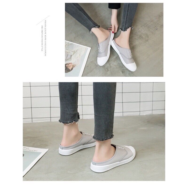 Giày bata đạp gót ☘️FREESHIP☘️giày vải canvas trẻ trung