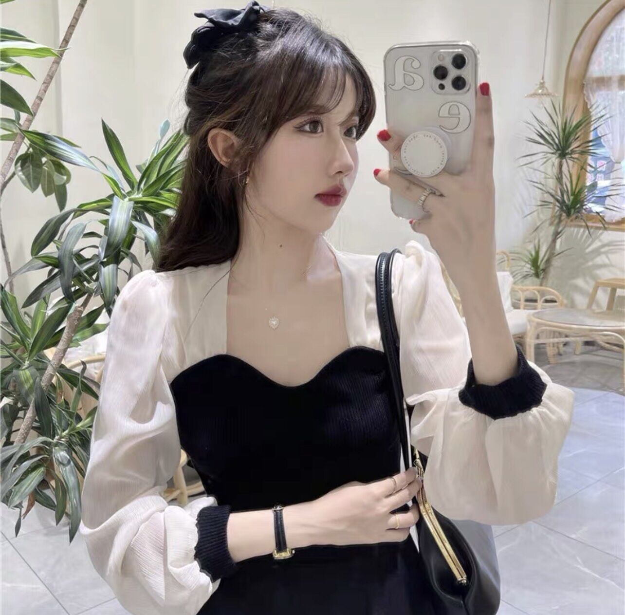 ÁO GÂN PHỐI VOAN TAY BỒNG XINH ĐẸP LĂM H8
