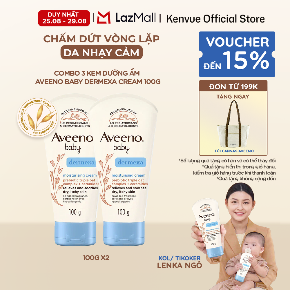 Combo 2 Kem dưỡng ẩm Aveeno Baby Dermexa Cream 100g