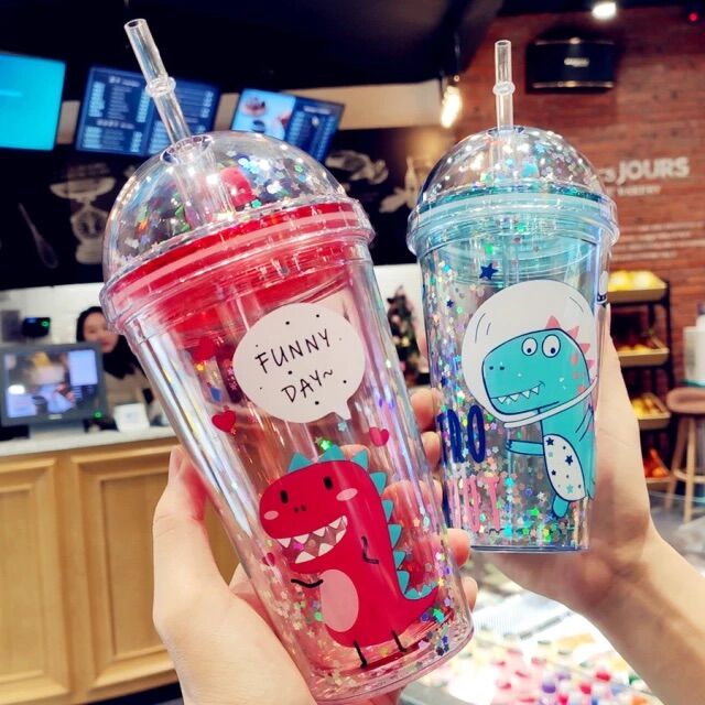 Bình Đựng Nước Khủng Long 3D Cute 500ml Cho Bé Chăm Uống Nước