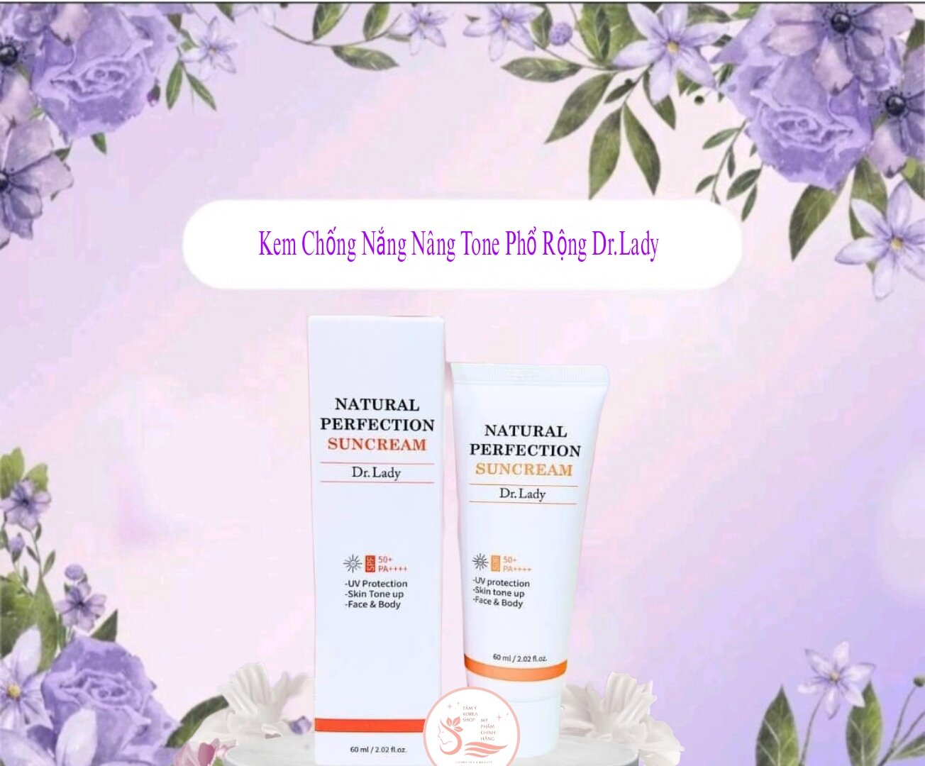 Kem Chống Nắng Dr.Daly Natural Kiềm Dầu Nâng Tone Trắng Hồng SPF 50+ /Pa ++++ 60ML