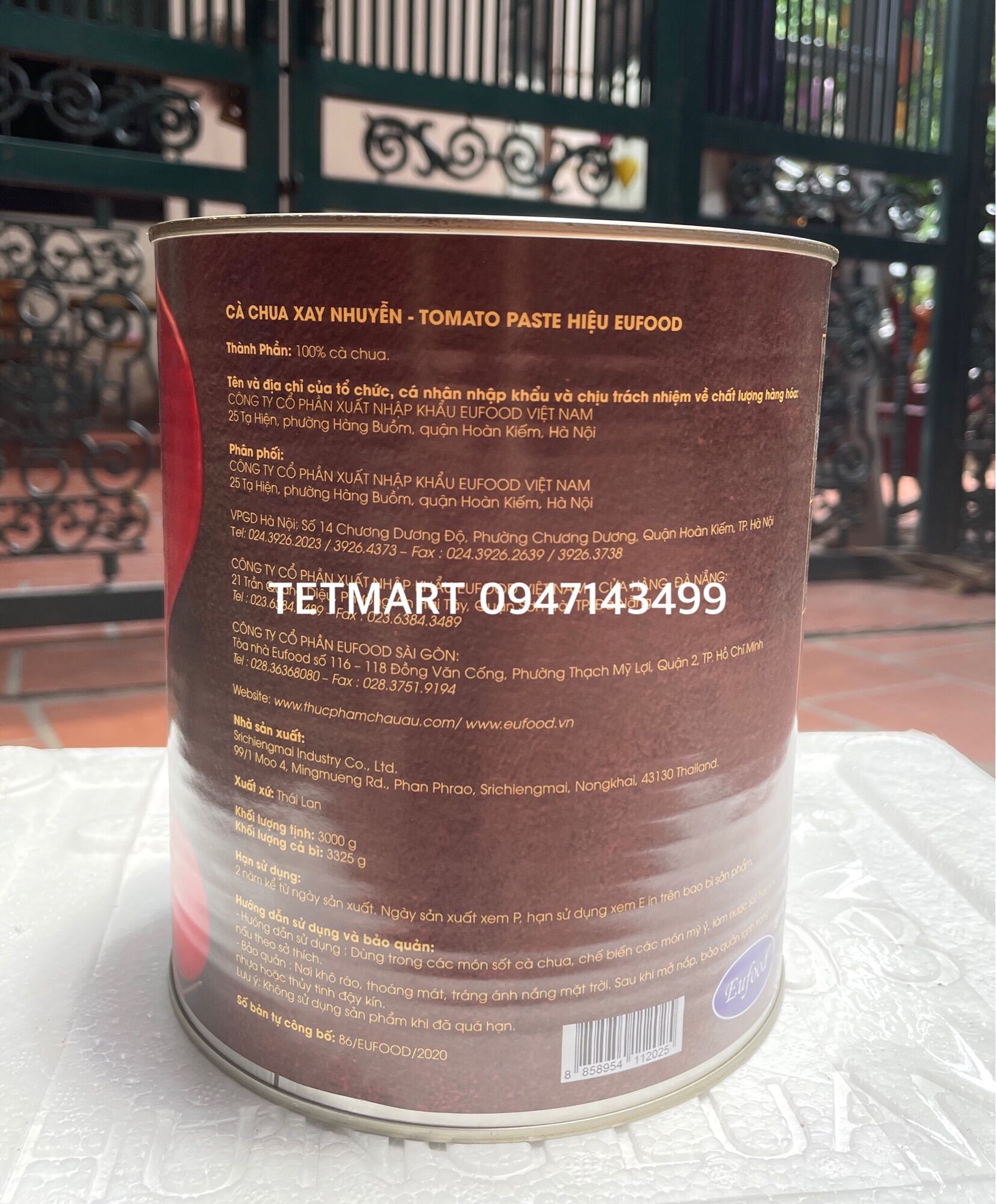 Cà Chua Xay Nhuyễn EUFOOD - Tomato Paste 3,2kg