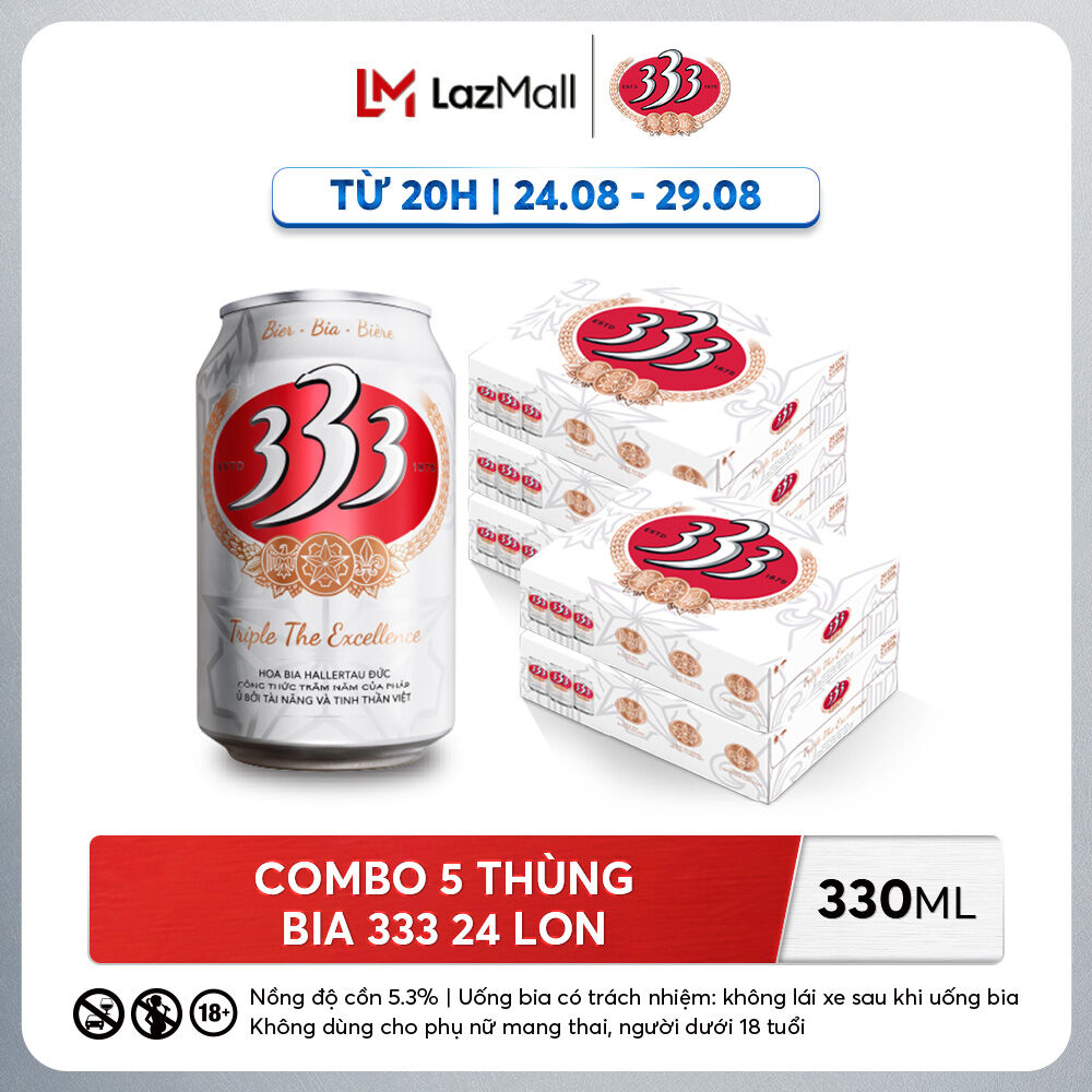 Combo 5 thùng bia 333 330ml/lon