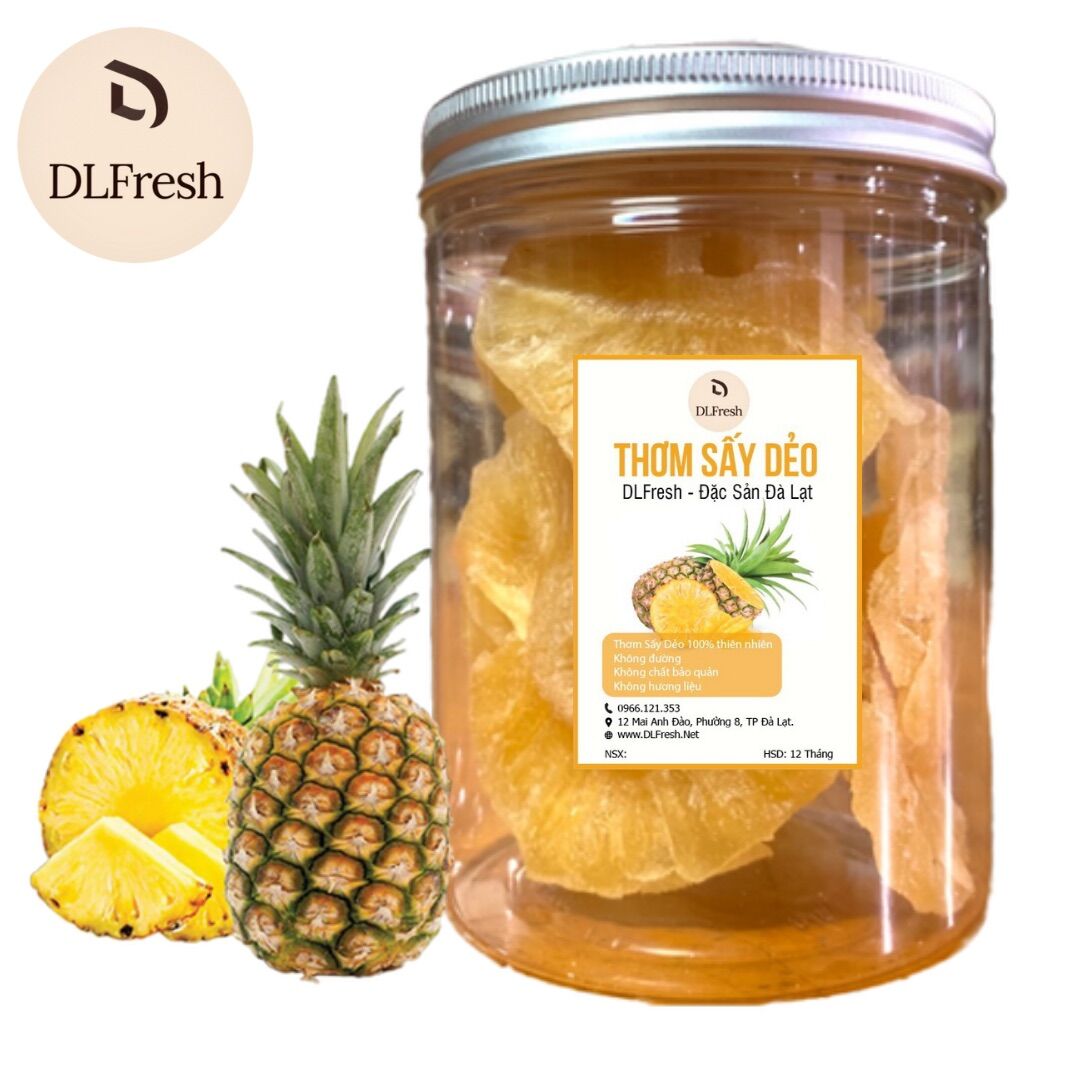 Thơm sấy dẻo dlfresh thơm sấy dẻo không đường 200g