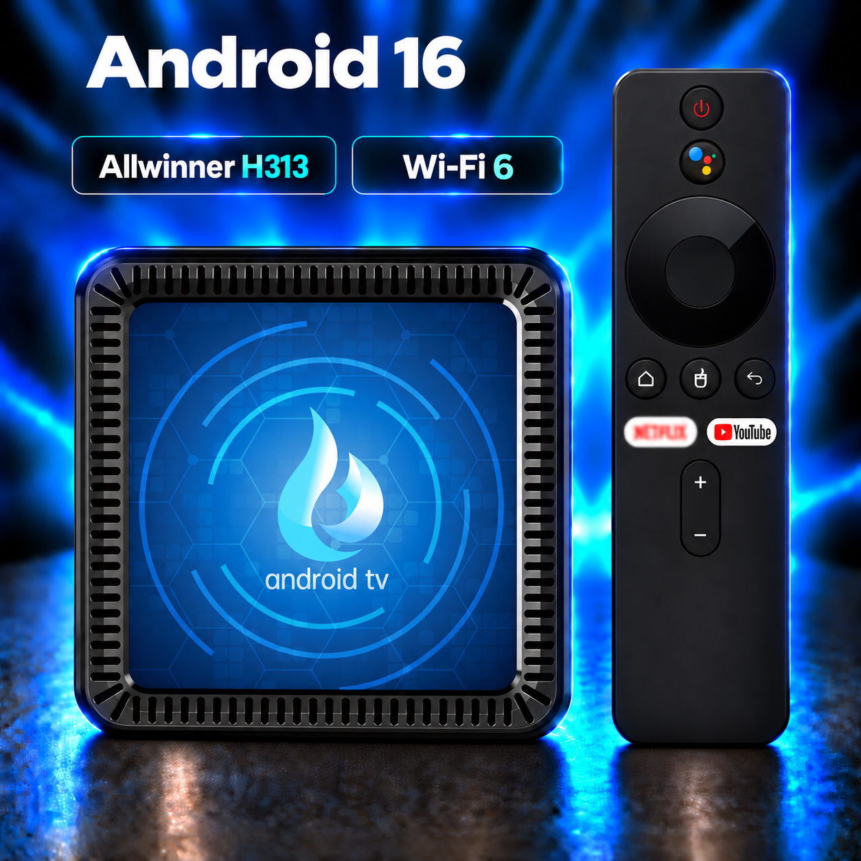 Hộp Giải Mã Android 16 TV Box 8GB RAM 256GB Bộ Nhớ Lưu Trữ, Chip Allwinner H313 Lõi Tứ, WiFi 4G&5G Kép, Hỗ Trợ HD 4K, Tích Hợp Bluetooth 5.0 Và Điều Khiển Bằng Giọng Nói