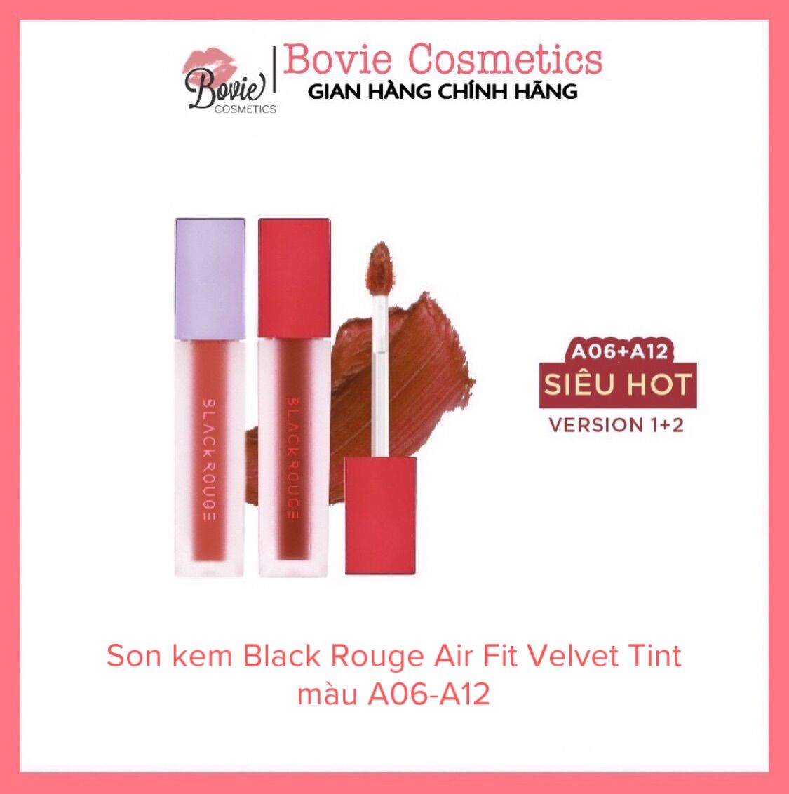 Son kem Black Rouge Air Fit Velvet Tint màu A06-A12