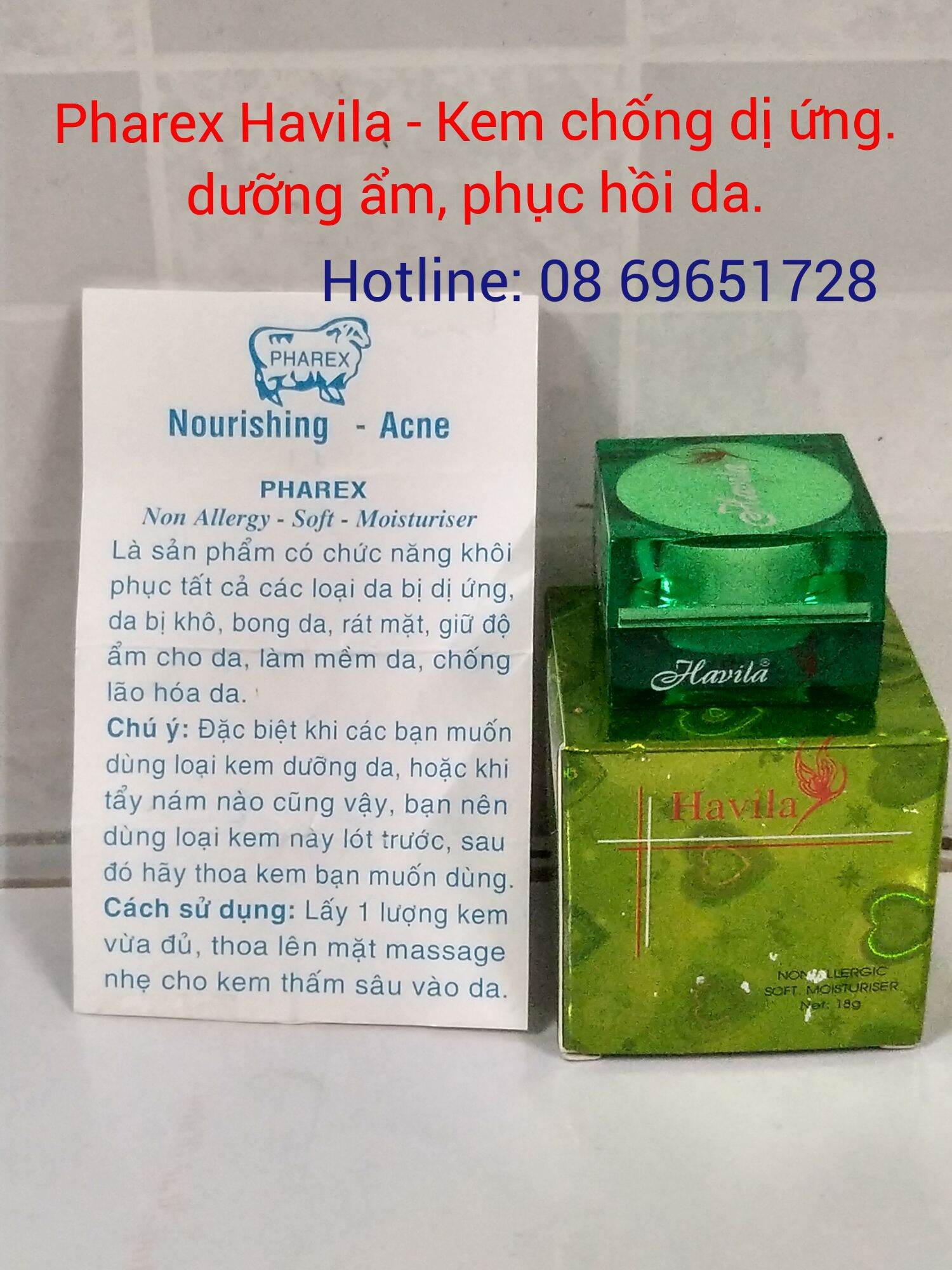 Pharex Havila - Kem chống dị ứng da Dưỡng ẩm da phục hồi da.