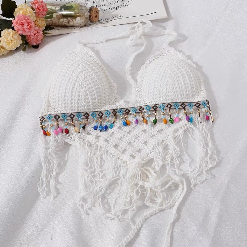 set bikini len móc đi biển qc gồm 3 món