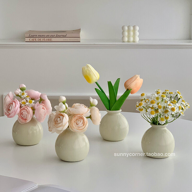 Lọ Hoa Gốm Sứ Cảm Giác Cao Cấp Phong Cách Bơ Đồ Trang Trí Hoa Giả Trang Trí Lọ Hoa Nhỏ Mini Cắm Hoa Phòng Khách Phong Cách Châu Âu Instagram