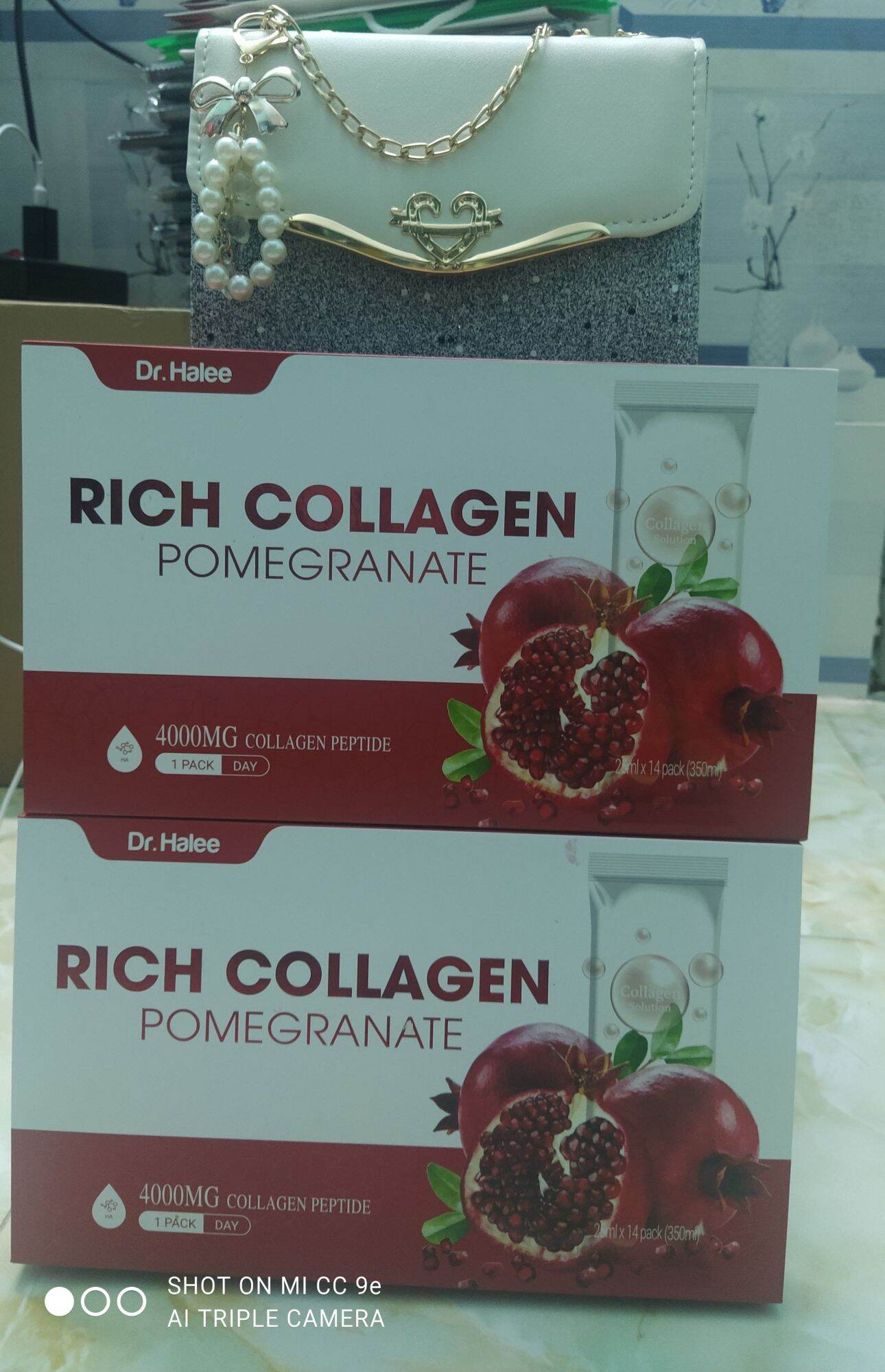 Hot tặng kèm túi xách combo 2 hộp collagen lựu đỏ dr halee