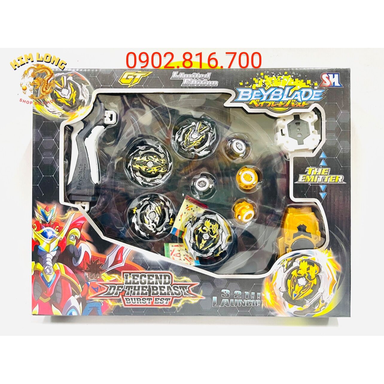Bộ 4 con quay beyblade vòng xoay thần tốc siêu mạnh có tay cầm và sàn đấu lớn 3653 - 3366