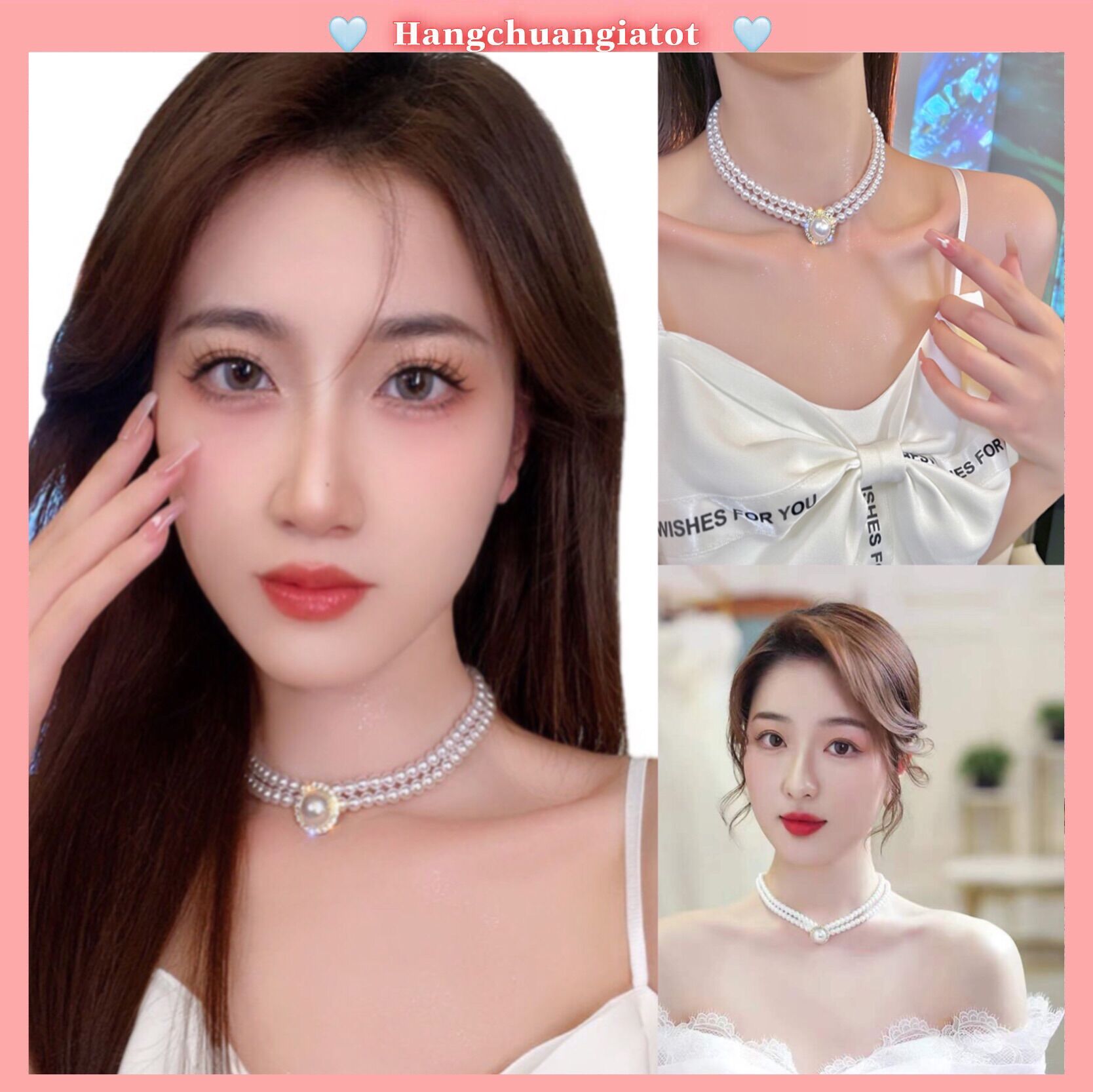 Vòng Cổ Choker Đính Hạt Ngọc Trai Sang Trọng Quý Phái