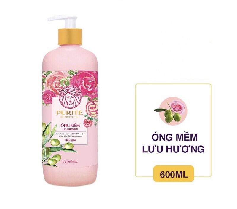 Dete mới-Dầu gội hoa hồng Purite De Provence Óng Mềm Lưu Hương 600ml