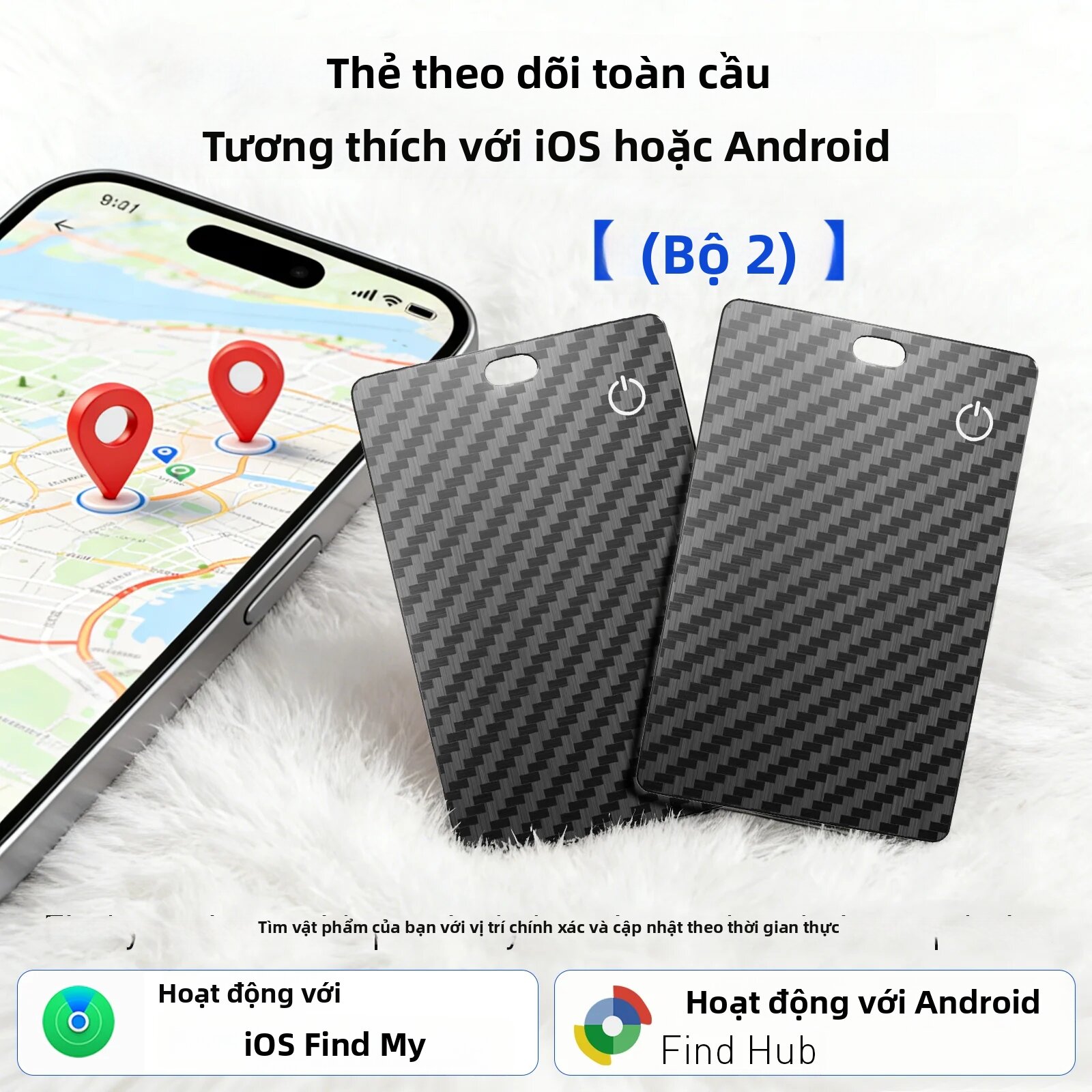 Bộ 2 Thiết Bị Định Vị GPS Thông Minh, Hỗ Trợ Bluetooth, Tương Thích iOS Android, Tìm Kiếm Ví, Thú Cưng, Theo Dõi Toàn Cầu, Phụ Kiện.