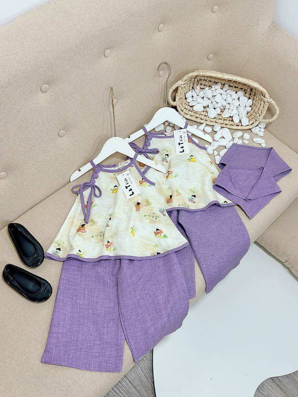 Set Yếm Tím Kèm Khăn Siêu Cưng Bé Gái