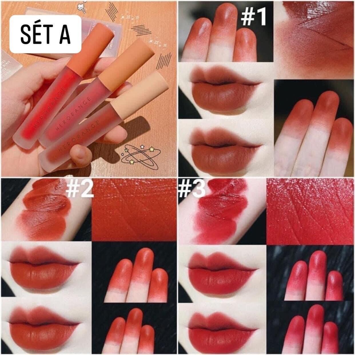 Set 3 Cây Son Kem Lì HERORANGE Velvet