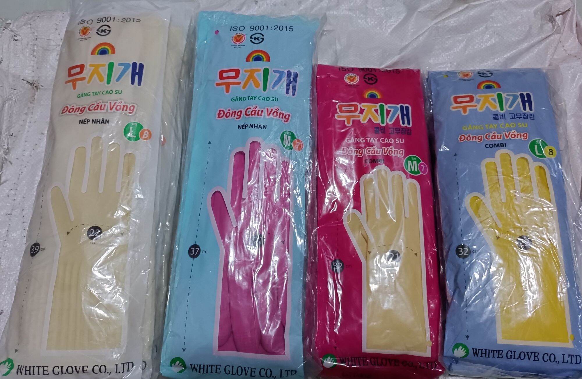 Combo 10 đôi găng tay cao su Đông cầu vòng Hàn Quốc đủ size