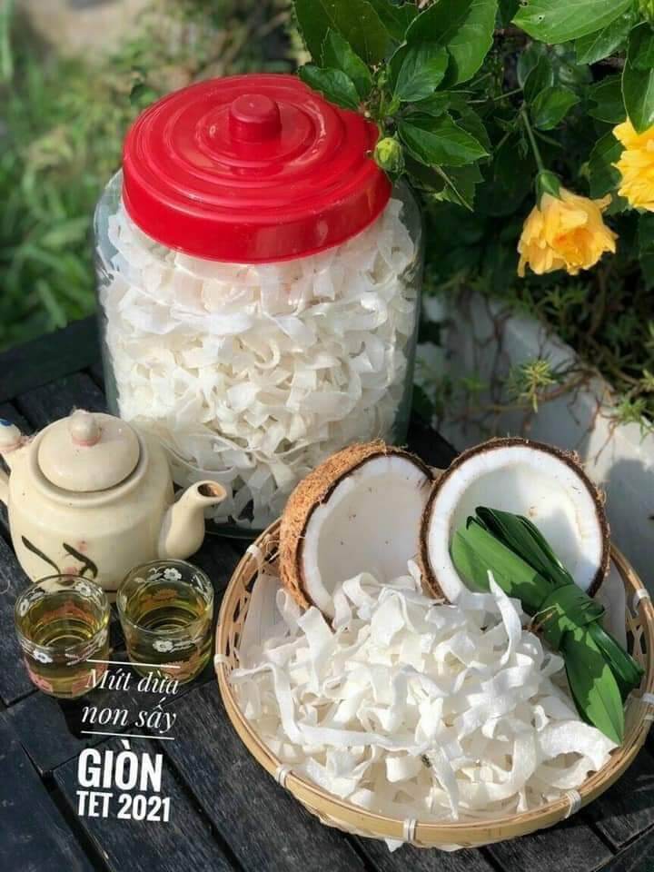 Mứt dừa dây sấy dẻo ít ngọt 1kg (Mứt dừa dây truyền thống)