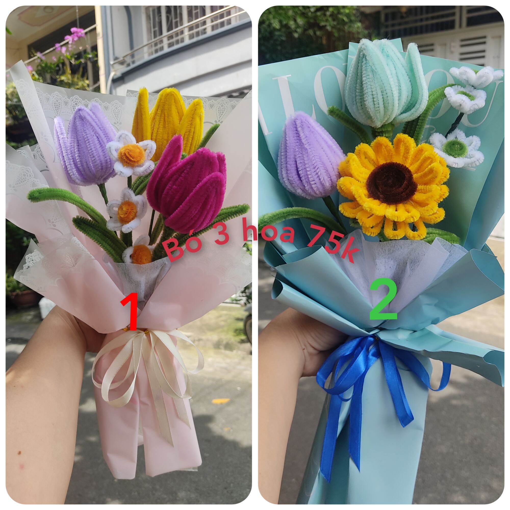 Bó 3 Hoa kẽm nhung quà tặng xinh xắn