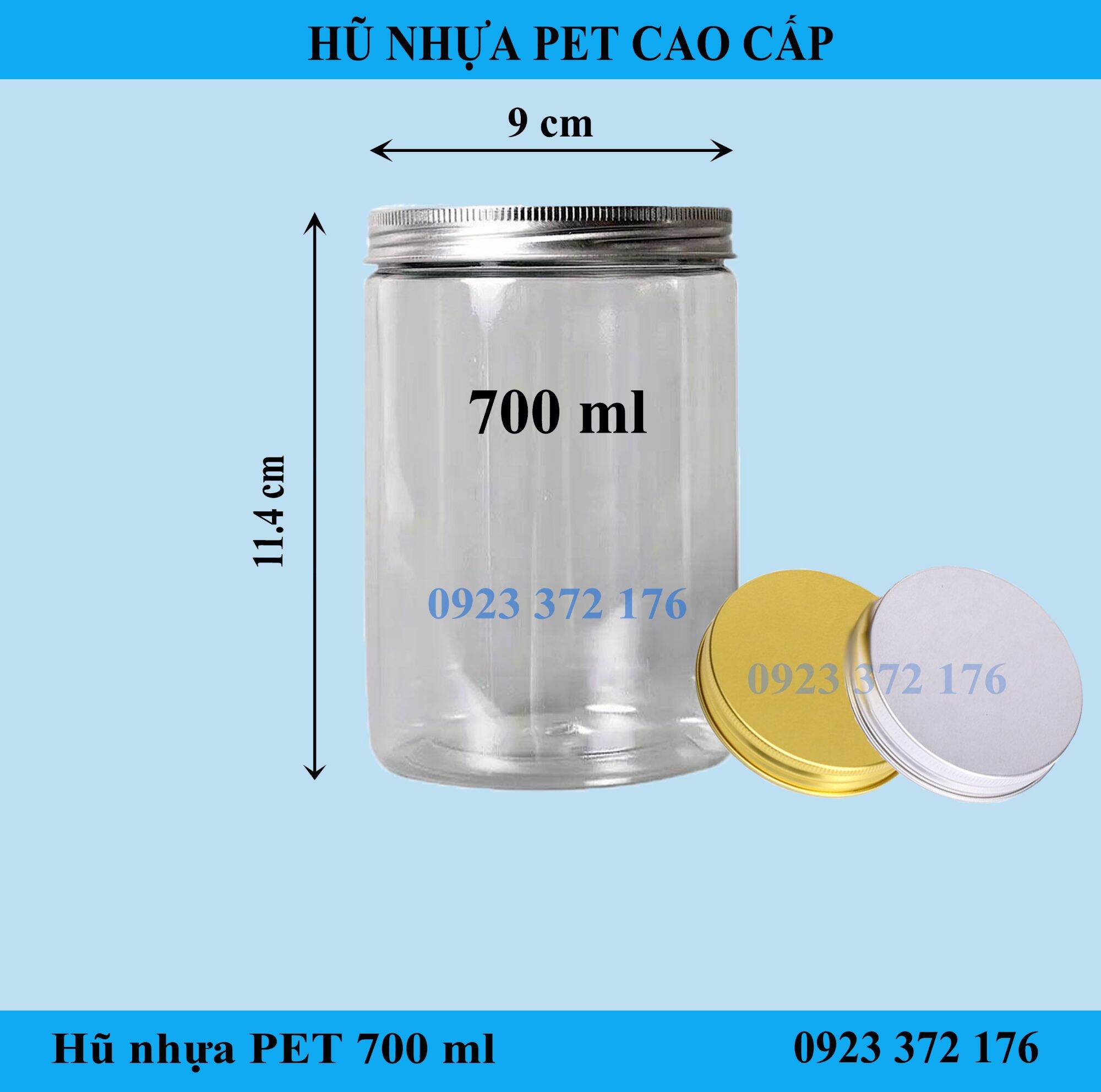 Combo 10 hũ nhựa PET 700ml nắp nhôm cao cấp