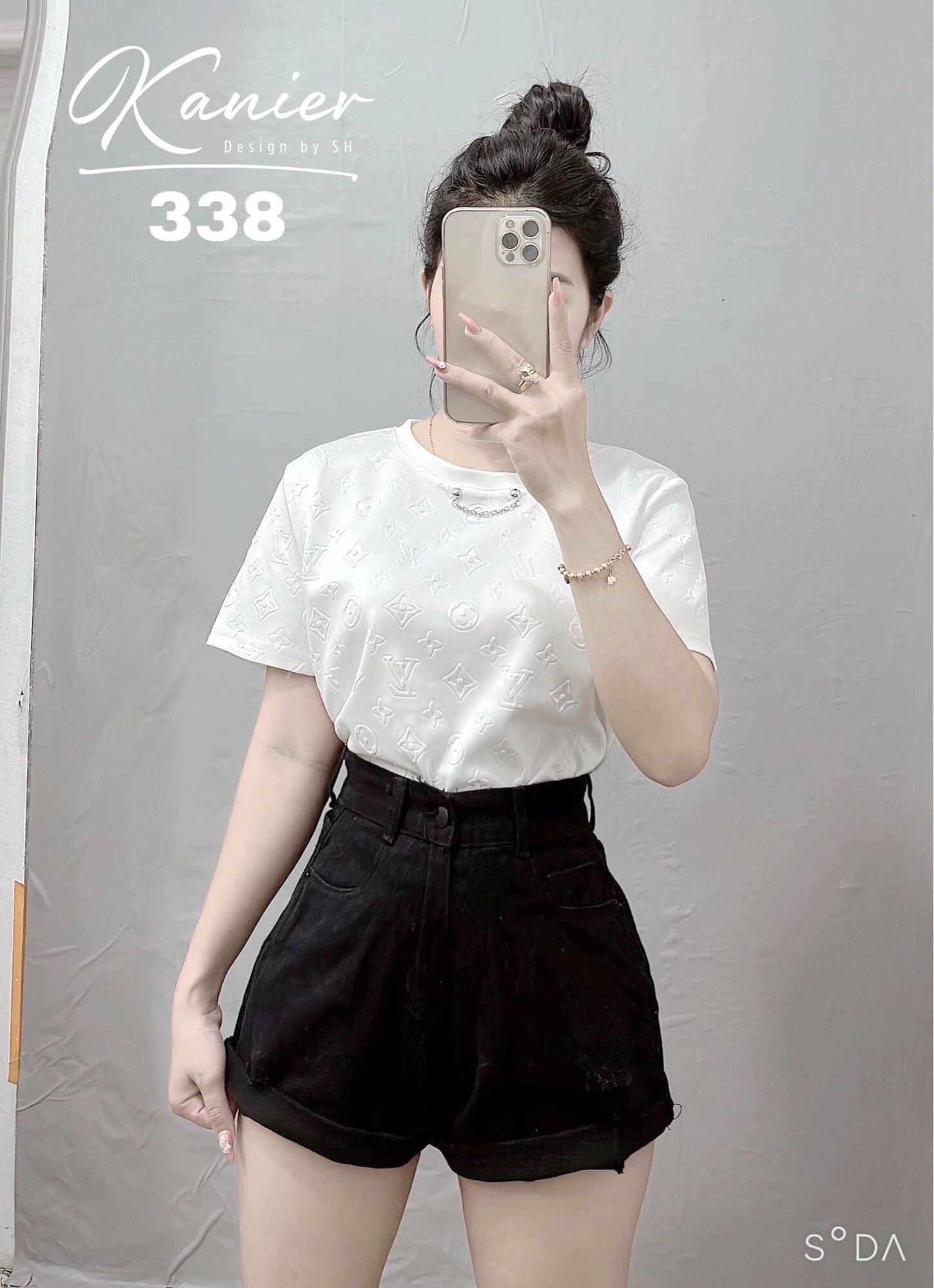 Quần sooc bò rách gấu kèm ảnh thật cận chất