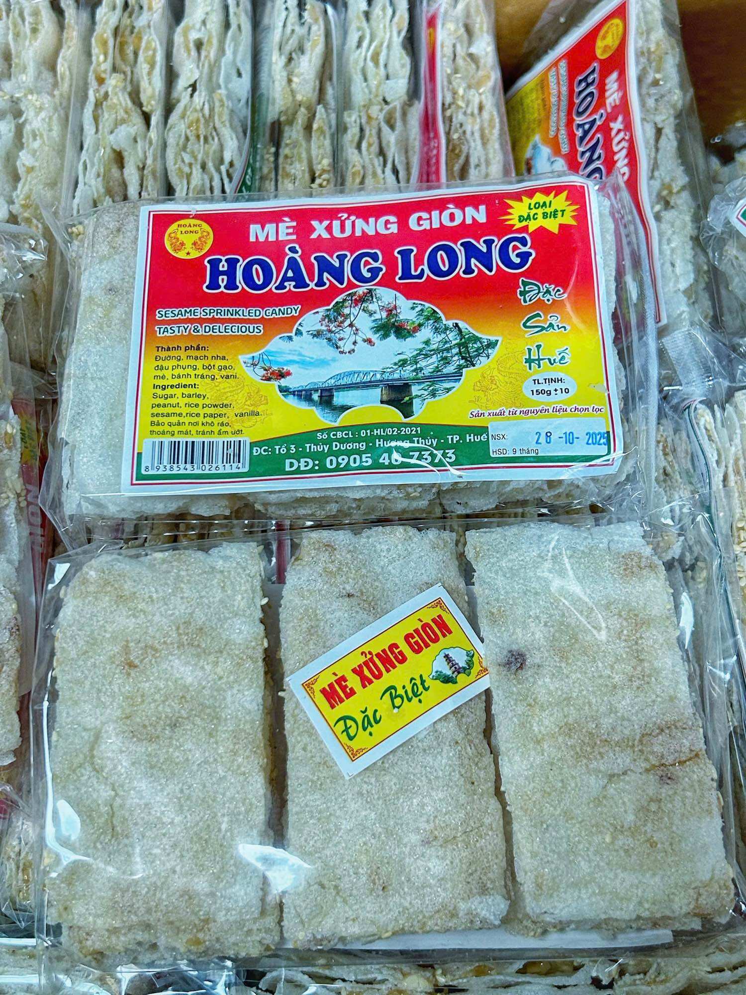Kẹo mè xửng giòn Huế ( set 5 bịch - Bịch 9 miếng )