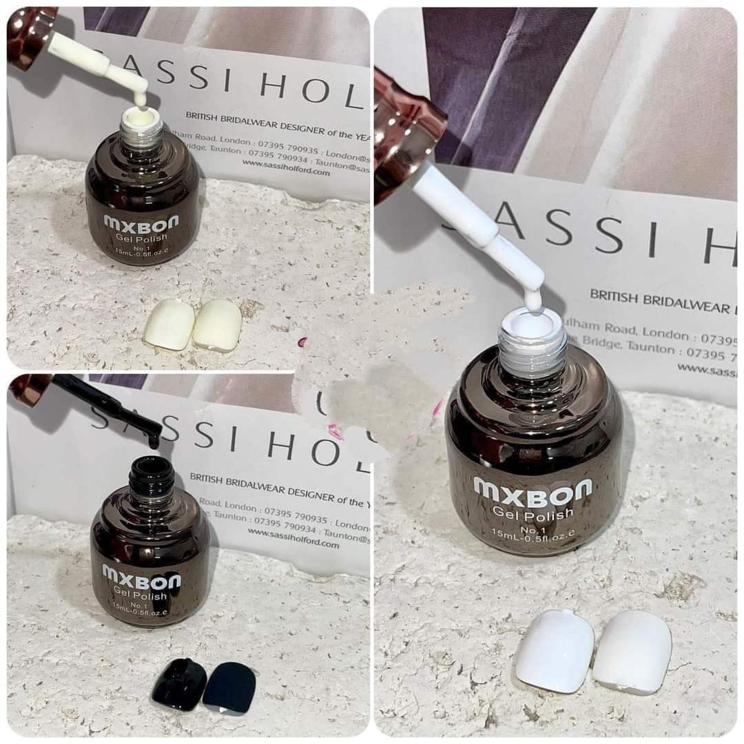 Sơn gel MXBON chính hãng màu TRẮNG - ĐEN - TRẮNG NGÀ ( Trắng Sữa )