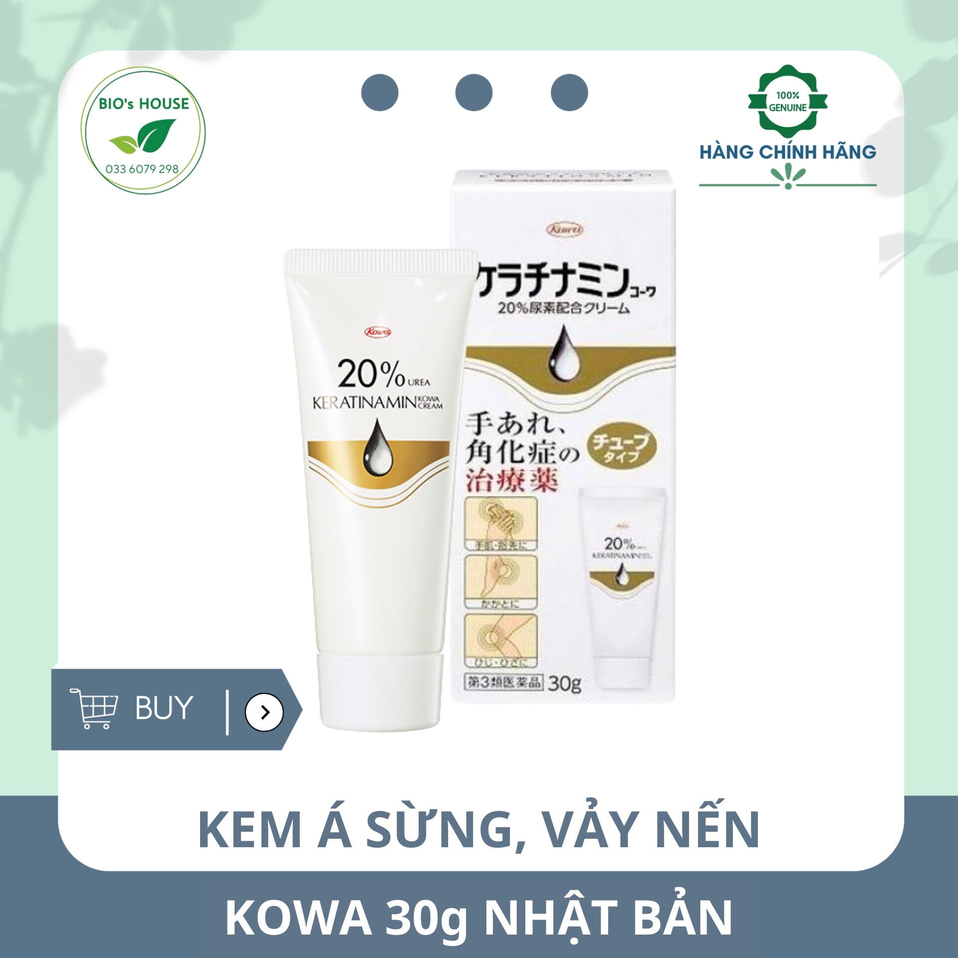 Kem á sừng, vảy nến KOWA 30g Nhật Bản (Date mới)