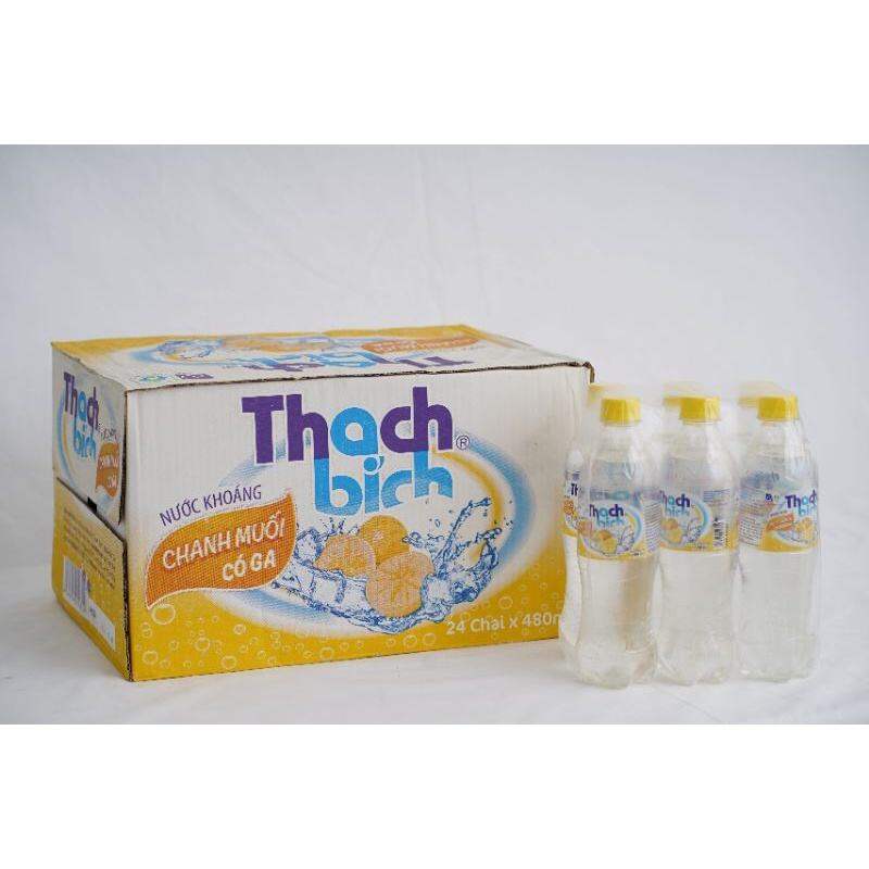 Thùng nước khoáng Thạch Bích vị chanh muối có gas (24 chai × 480 ml)