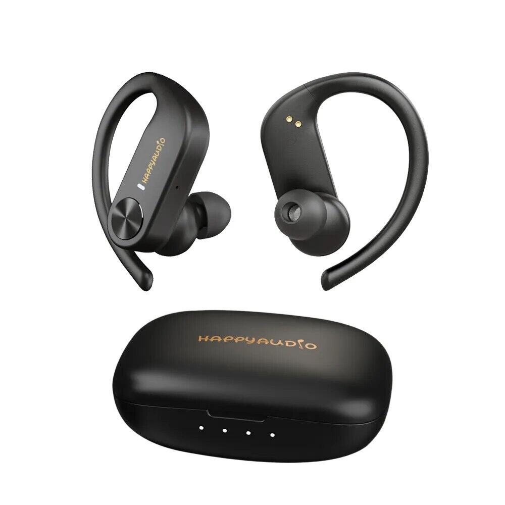 Happyaudio s1 wireless earphones bluetooth 5.0 hooks sports headphones with mic volume control ipx7 waterproof tws earbuds