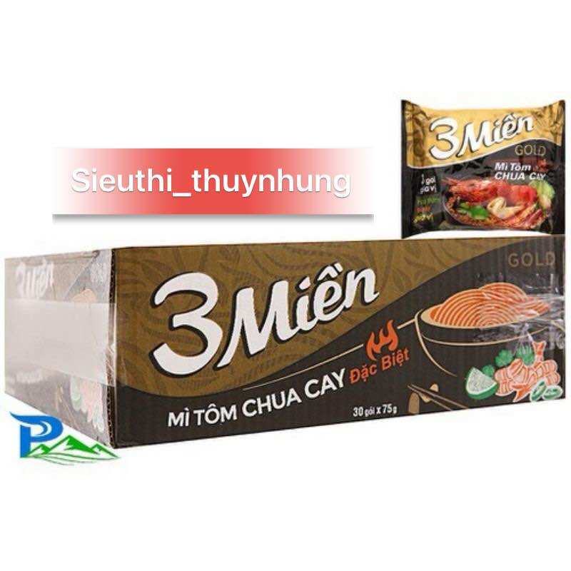 Thùng 30 gói x 75g Mì Tôm 3 Miền