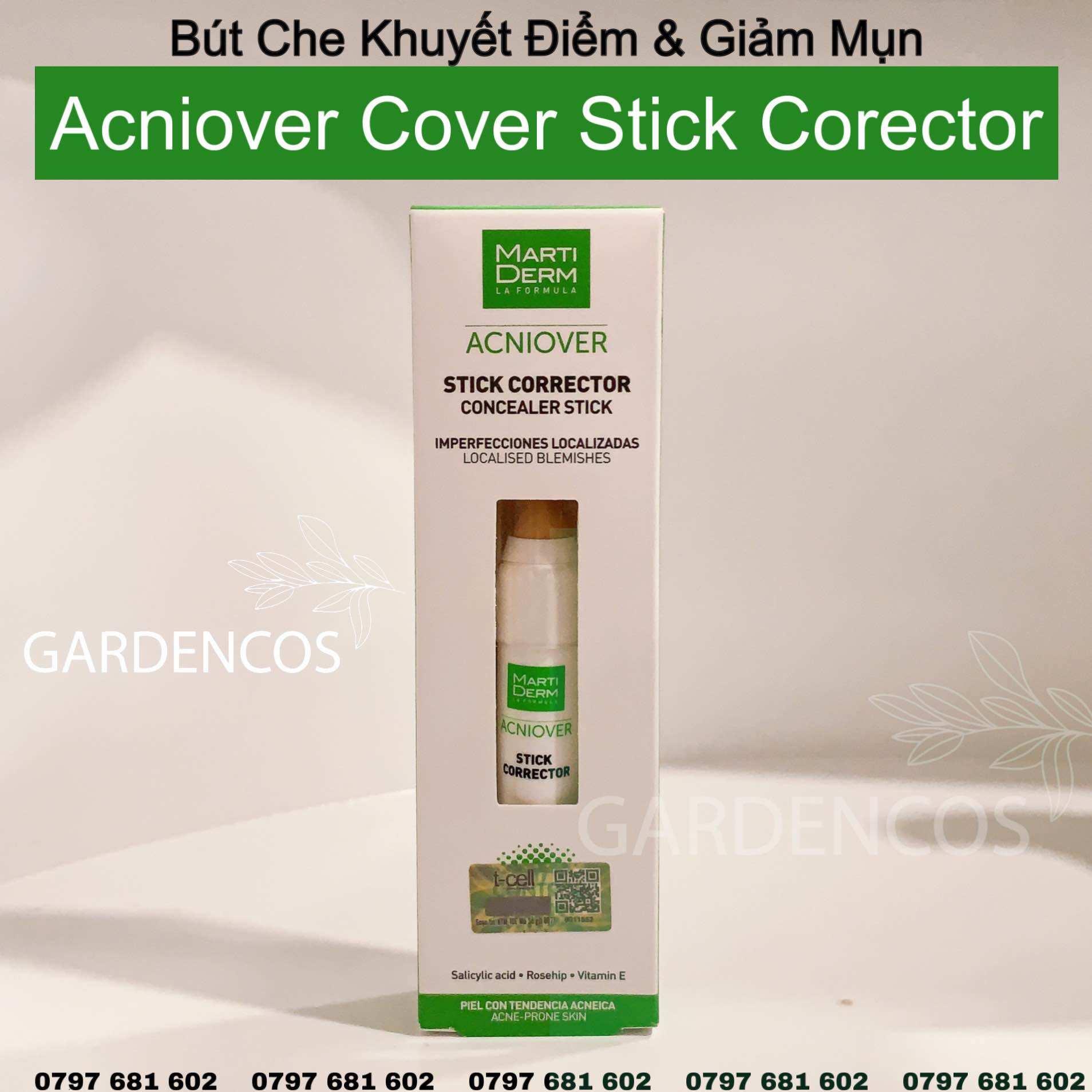 Bút che khuyết điểm & làm giảm mụn - MartiDerm Acniover Cover Stick Corrector