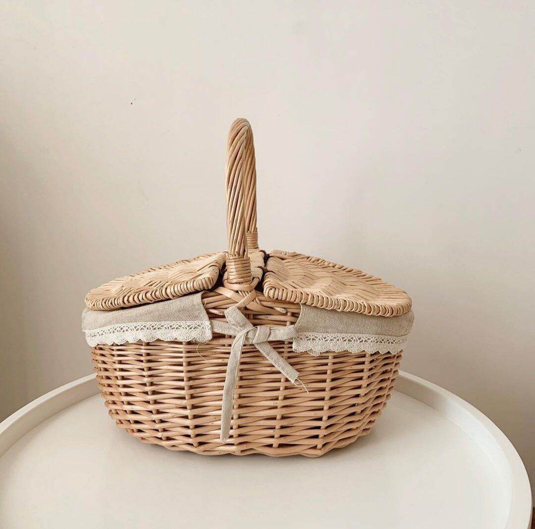 Giỏ Mây Đan Picnic Có Nắp