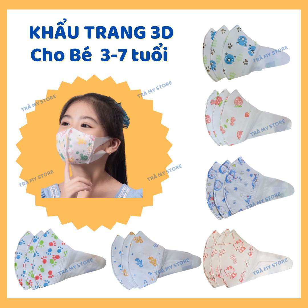 Hộp 50 Chiếc Khẩu Trang Trẻ Em 3D AK Mask Kháng khuẩn Cho Bé 3-7 tuổi