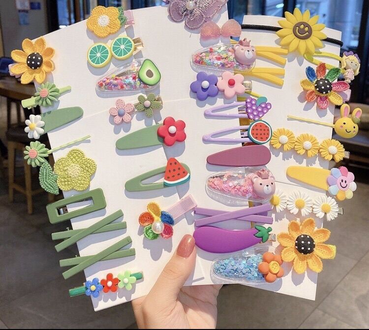 Set cặp tóc cho bé siêu dễ thương phong cách nhiều mẫu cho bé gái